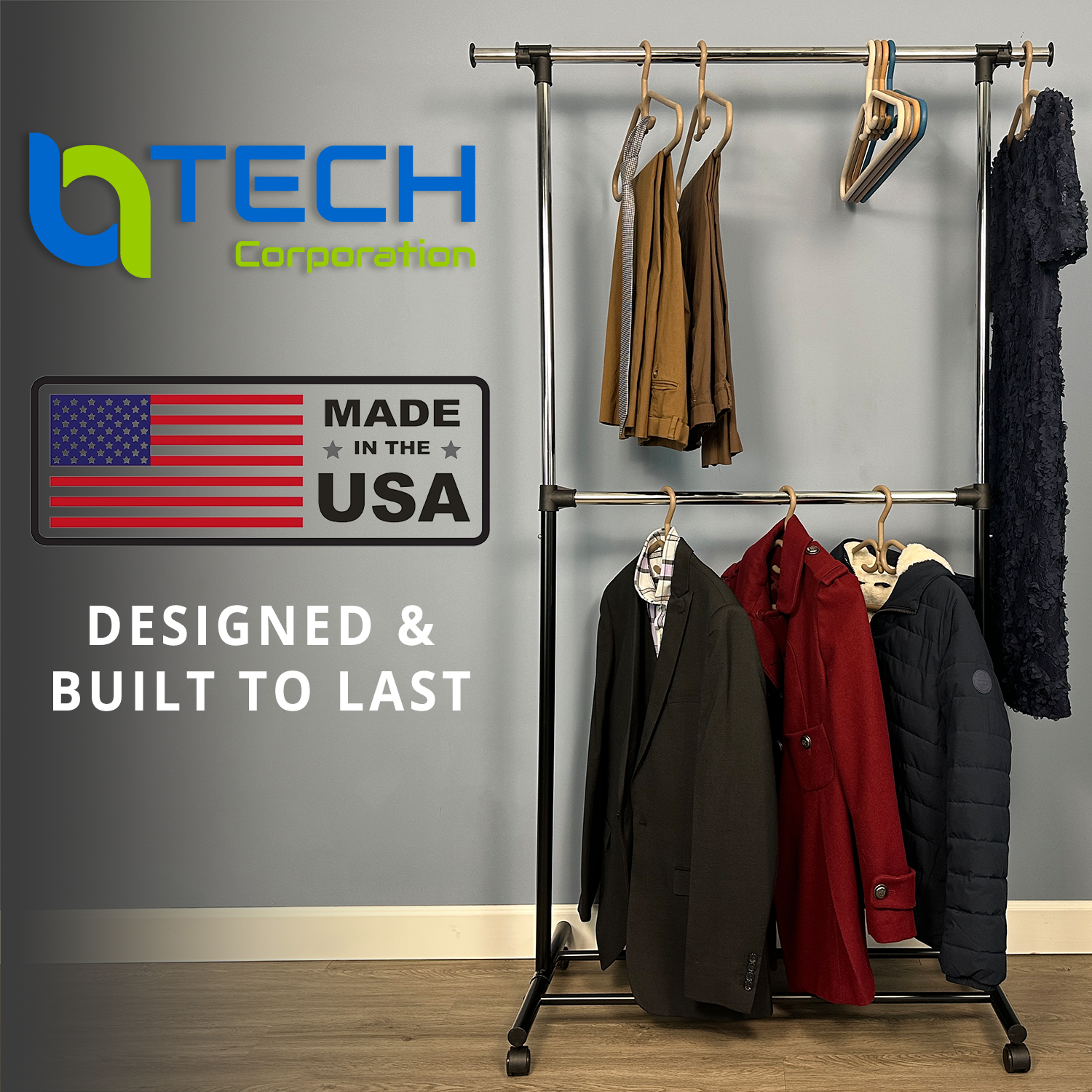 Heavy Duty Plastic Clothes Hangers (12, 24, 40 Pack), Made from 98-100% Recycled Material with Reinforced Plastic Fibers, Made in the USA